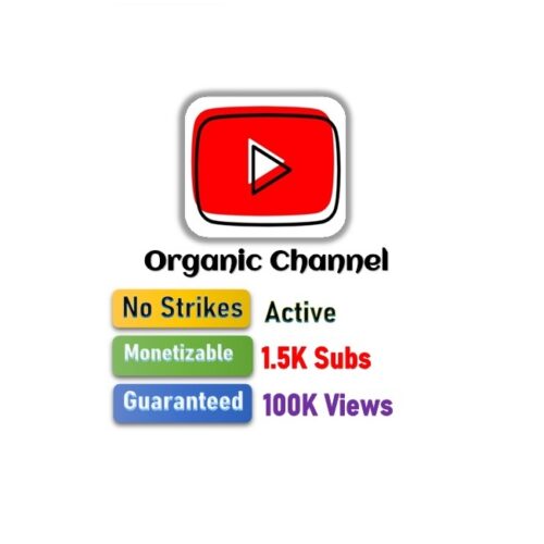 Active Organic & Aged Youtube Channel 1.5K Subs 100K Views